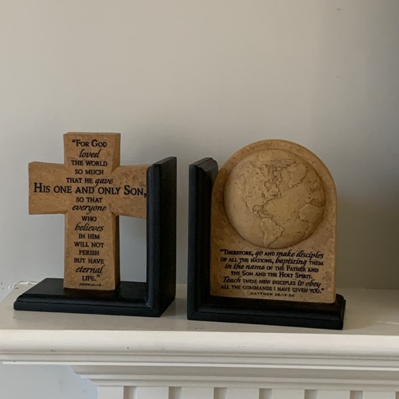 Great Commission Resin Bookends Engraved Scriptures Set of 2 Inspirational - Picture 4 of 8